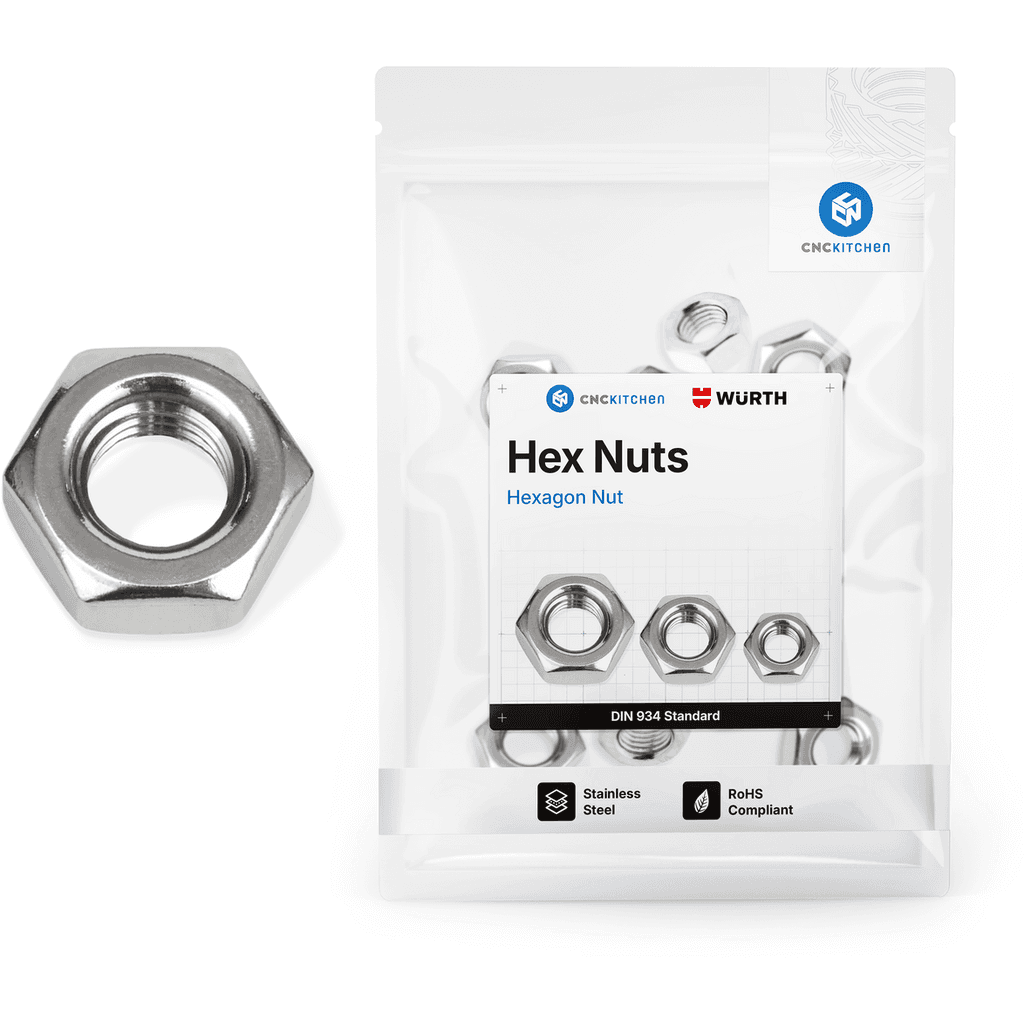 CNC Kitchen Hexagon Nuts (DIN 934), Stainless Steel A2-50, M2 (50 kom)