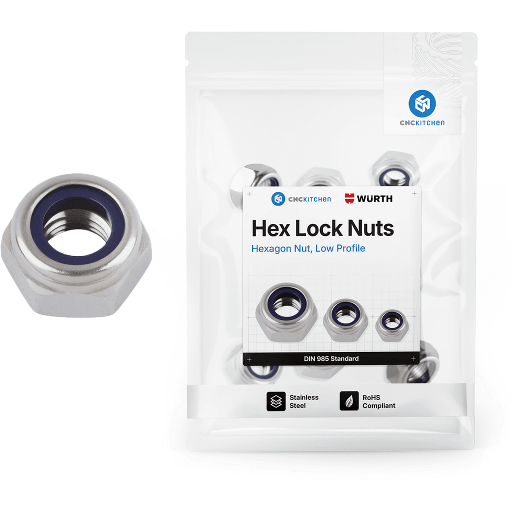 CNC Kitchen Locknuts (DIN 985), Stainless Steel A2, M2,5 (50 pcs)