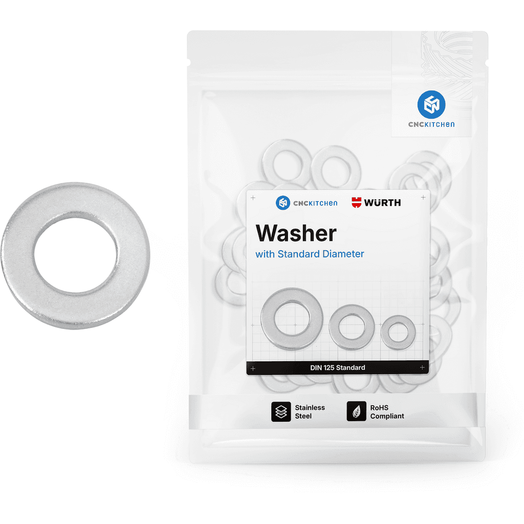 CNC Kitchen Standard Washer (DIN 125), Stainless Steel A2, M4 (100 pcs)