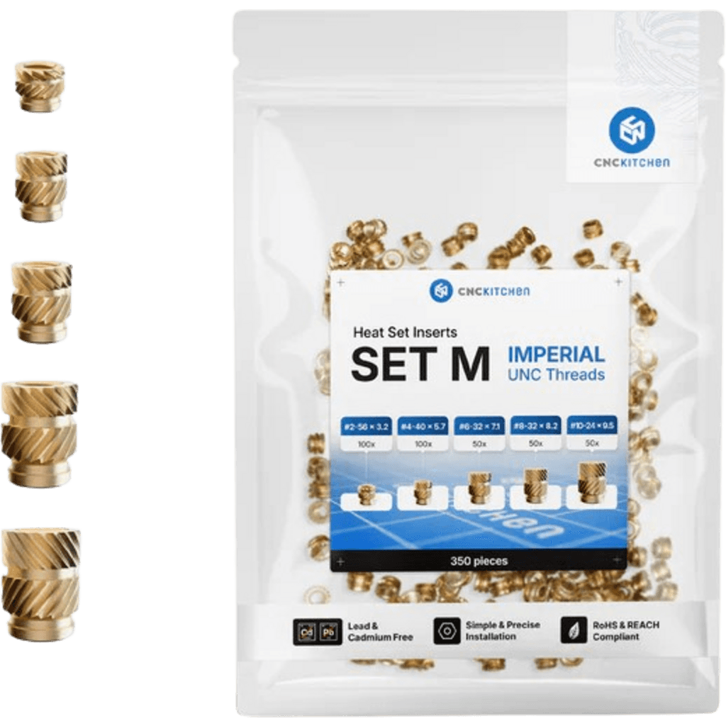 CNC Kitchen Threaded Insert Set M UNC, 1 Set (350 pcs)