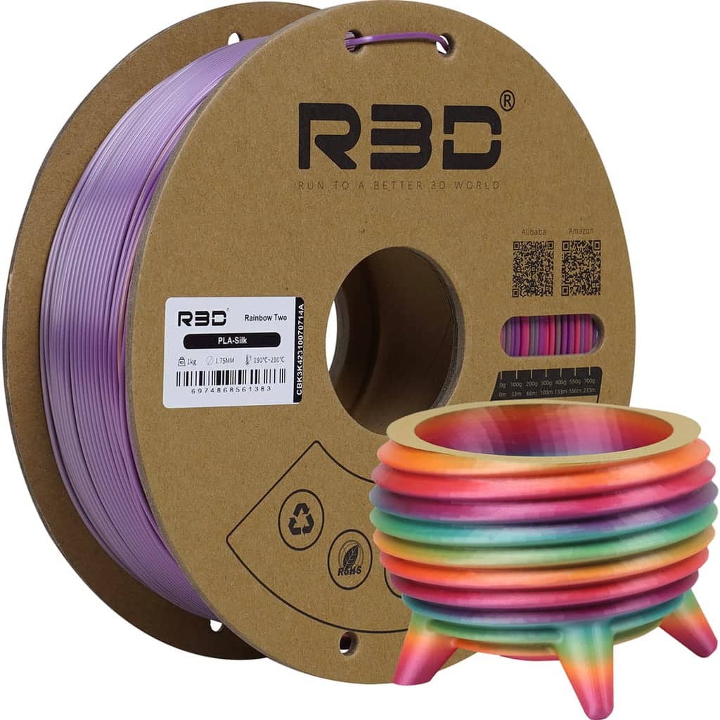 R3D PLA Silk Rainbow Two, 1.75mm / 1000g