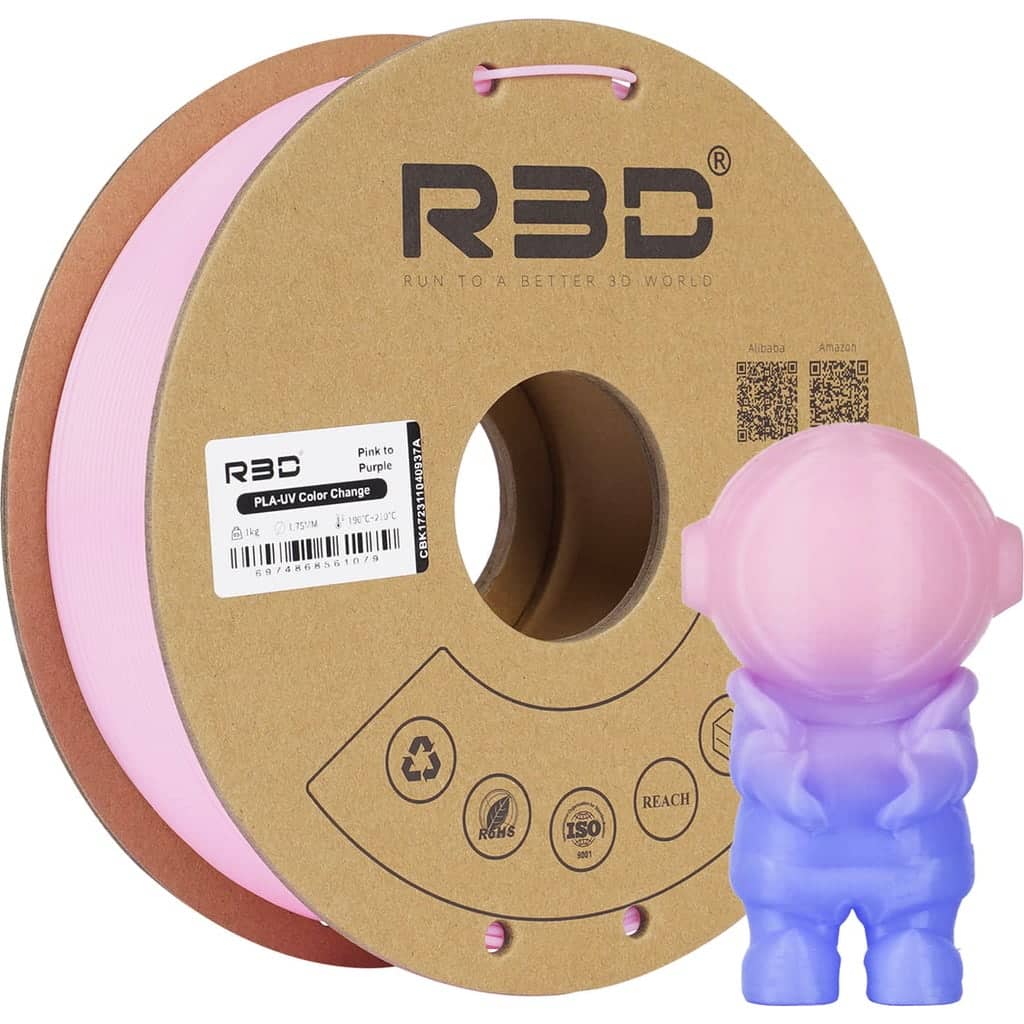 R3D PLA UV Colour Change Pink to Purple, 1.75mm / 1000g