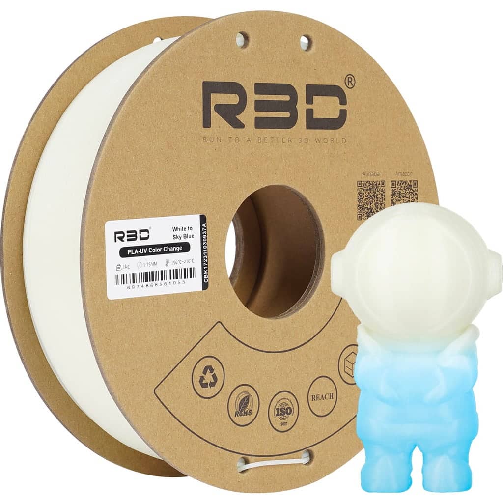 R3D PLA UV Colour Change White to Blue