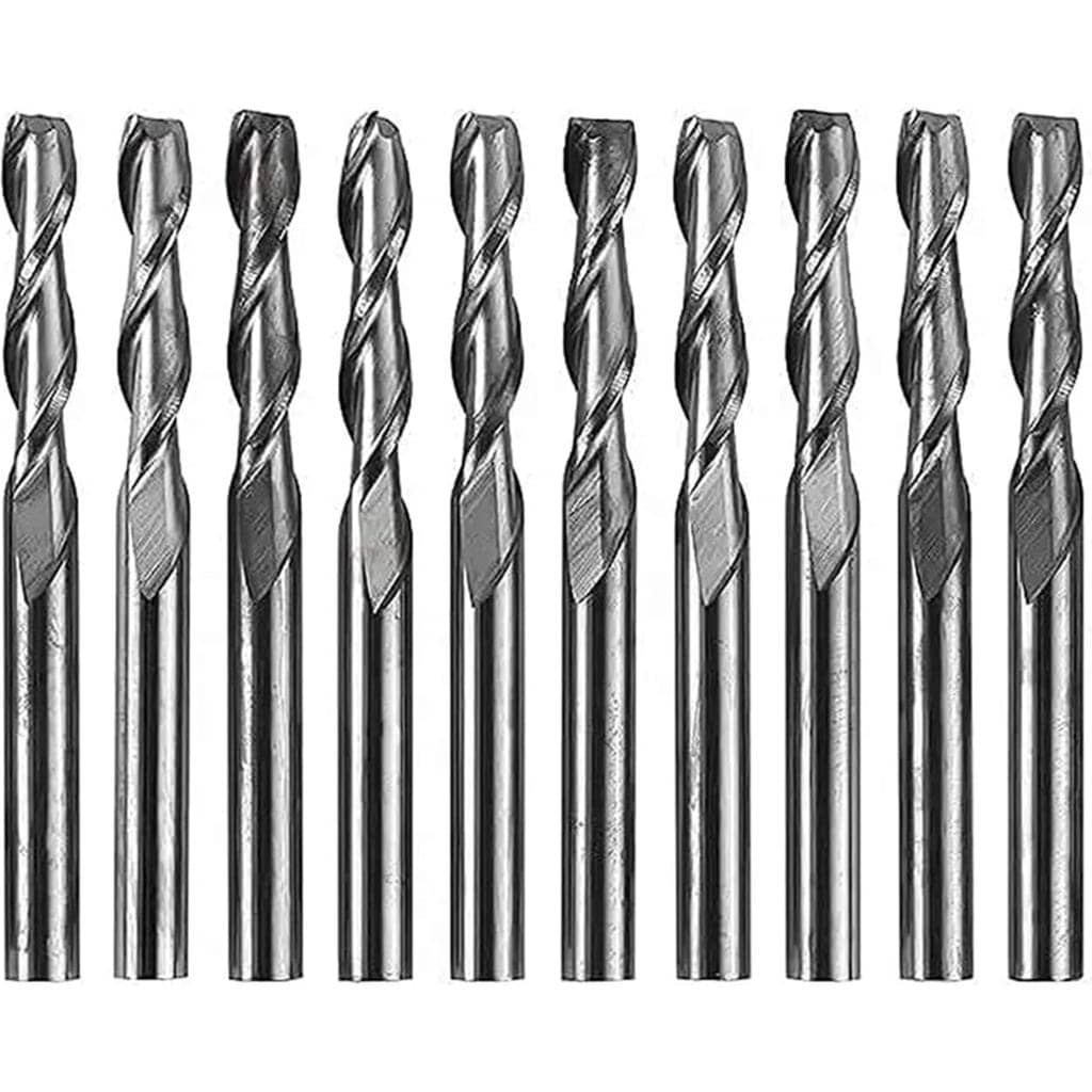 Twotrees 2 Flute Flat Head End Mills - Set of 10, 3.175 mm